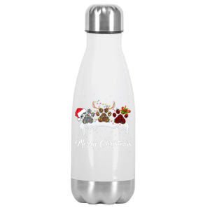 Dog Paw Santa Hat Reindeer Horns Dog Lover Merry Christmas Great Gift Stainless Steel Insulated Water Bottle