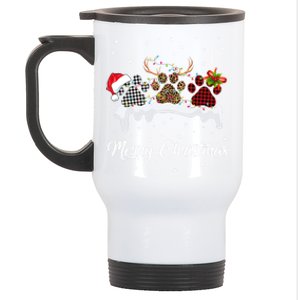 Dog Paw Santa Hat Reindeer Horns Dog Lover Merry Christmas Great Gift Stainless Steel Travel Mug