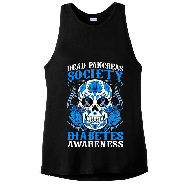 Dead Pancreas Society Type 1 Diabetes Awareness Sugar Skull Ladies PosiCharge Tri-Blend Wicking Tank