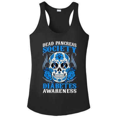 Dead Pancreas Society Type 1 Diabetes Awareness Sugar Skull Ladies PosiCharge Competitor Racerback Tank
