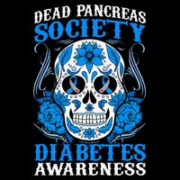 Dead Pancreas Society Type 1 Diabetes Awareness Sugar Skull Womens T-Shirt
