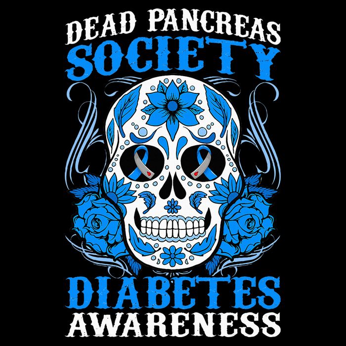 Dead Pancreas Society Type 1 Diabetes Awareness Sugar Skull Womens T-Shirt