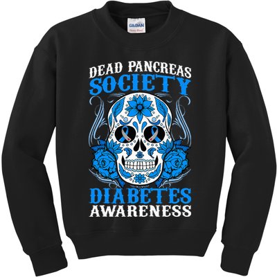 Dead Pancreas Society Type 1 Diabetes Awareness Sugar Skull Kids Sweatshirt