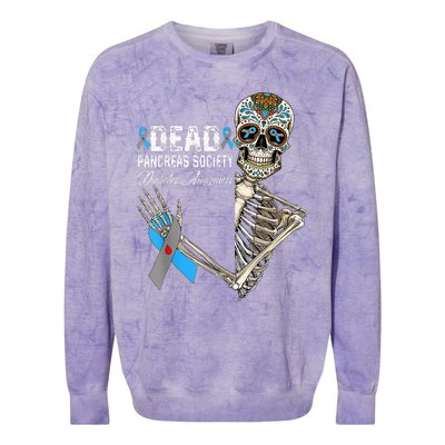 Dead Pancreas Society Diabetes Awareness Day Sugar Skeleton Colorblast Crewneck Sweatshirt