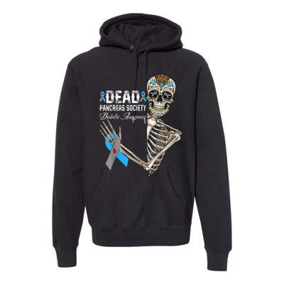 Dead Pancreas Society Diabetes Awareness Day Sugar Skeleton Premium Hoodie