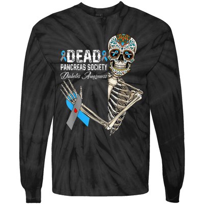 Dead Pancreas Society Diabetes Awareness Day Sugar Skeleton Tie-Dye Long Sleeve Shirt