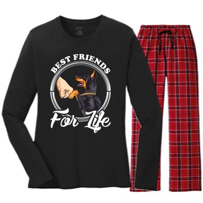 Doberman Pinscher Shirt Funny Doberman Lover Women's Long Sleeve Flannel Pajama Set 