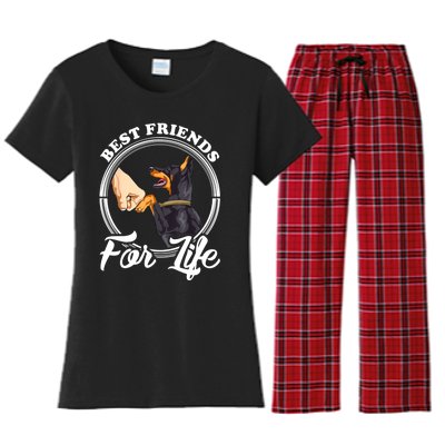 Doberman Pinscher Shirt Funny Doberman Lover Women's Flannel Pajama Set