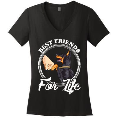 Doberman Pinscher Shirt Funny Doberman Lover Women's V-Neck T-Shirt