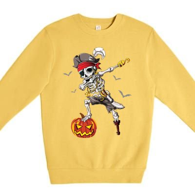 Dabbing Pirate Skeleton Dab Halloween Pumpkin Costume Funny Gift Premium Crewneck Sweatshirt