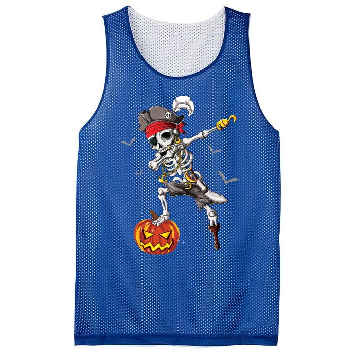 Dabbing Pirate Skeleton Dab Halloween Pumpkin Costume Funny Gift Mesh Reversible Basketball Jersey Tank