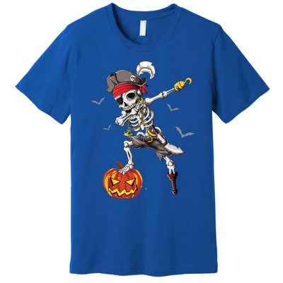 Dabbing Pirate Skeleton Dab Halloween Pumpkin Costume Funny Gift Premium T-Shirt