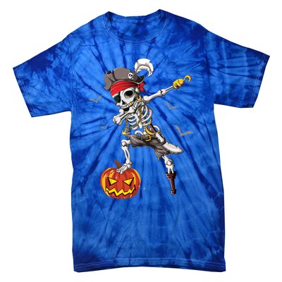 Dabbing Pirate Skeleton Dab Halloween Pumpkin Costume Funny Gift Tie-Dye T-Shirt