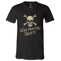 Dead Pancreas Society Skull Type 1 Diabetes T1d Awareness V-Neck T-Shirt