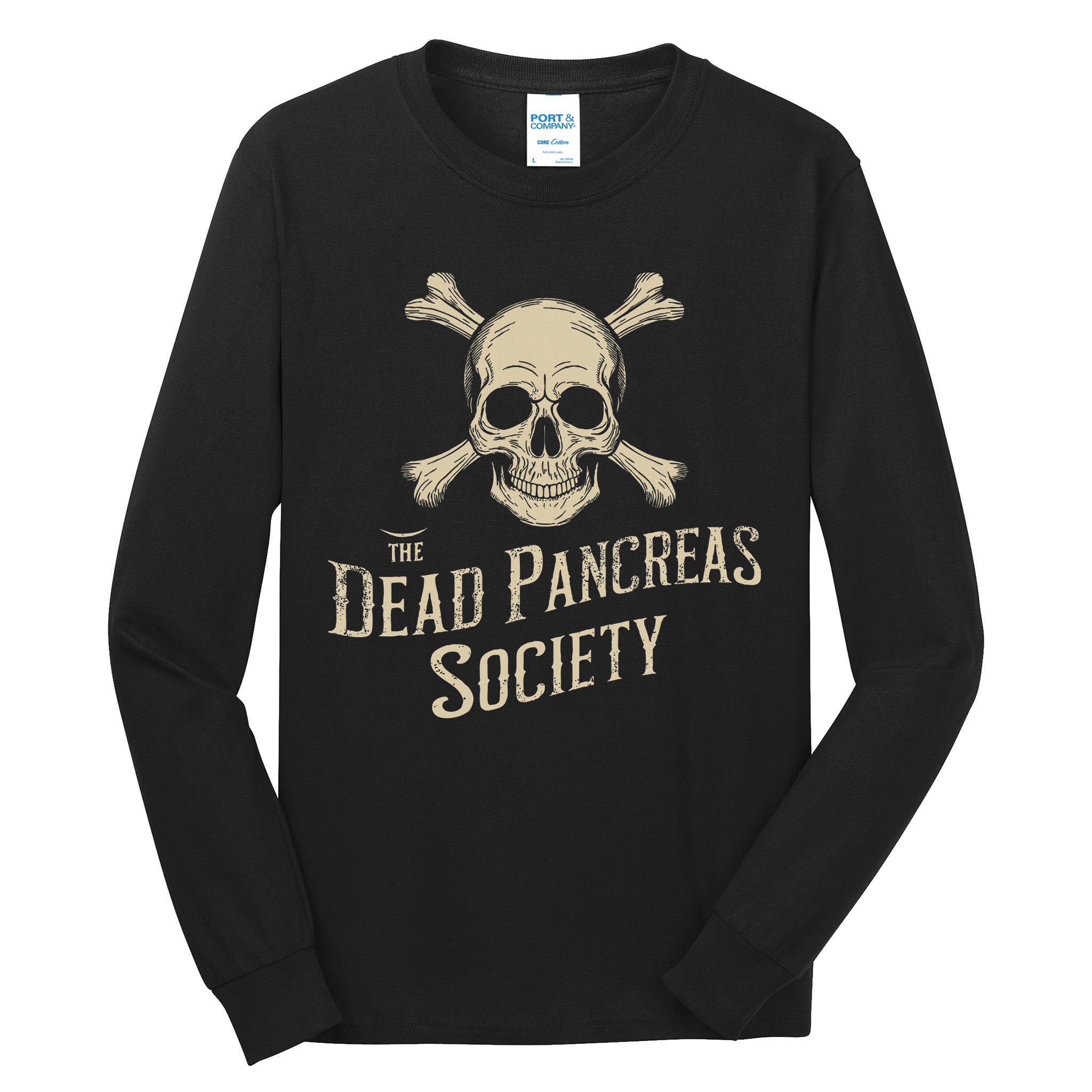 Dead Pancreas Society Skull Type 1 Diabetes T1d Awareness Tall Long Sleeve T-Shirt