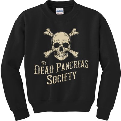 Dead Pancreas Society Skull Type 1 Diabetes T1d Awareness Kids Sweatshirt
