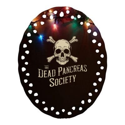 Dead Pancreas Society Skull Type 1 Diabetes T1d Awareness Ceramic Oval Ornament