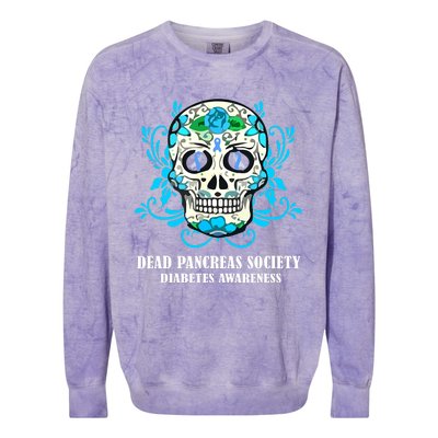 Dead Pancreas Society Funny Diabetes Awareness Sugar Skull Colorblast Crewneck Sweatshirt