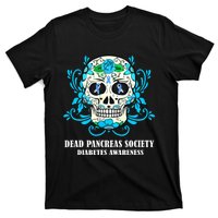 Dead Pancreas Society Funny Diabetes Awareness Sugar Skull T-Shirt