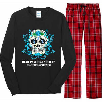 Dead Pancreas Society Funny Diabetes Awareness Sugar Skull Long Sleeve Pajama Set