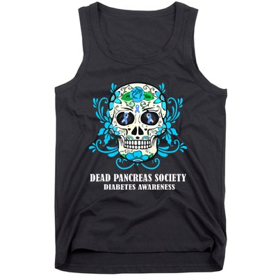 Dead Pancreas Society Funny Diabetes Awareness Sugar Skull Tank Top