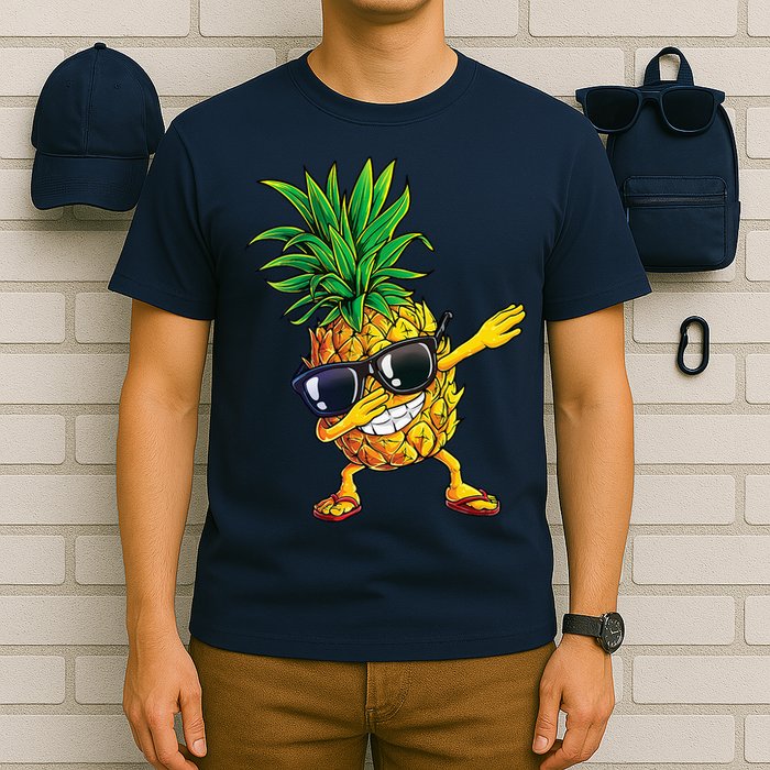 Dabbing Pineapple Sunglasses Aloha Beaches Hawaii Hawaiian T-Shirt