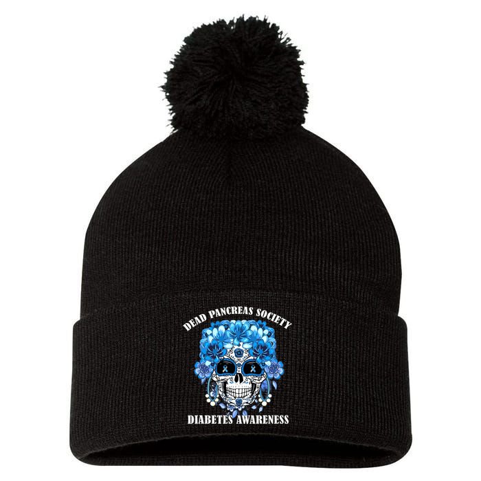 Dead Pancreas Society Funny Diabetes Awareness Sugar Skull Pom Pom 12in Knit Beanie