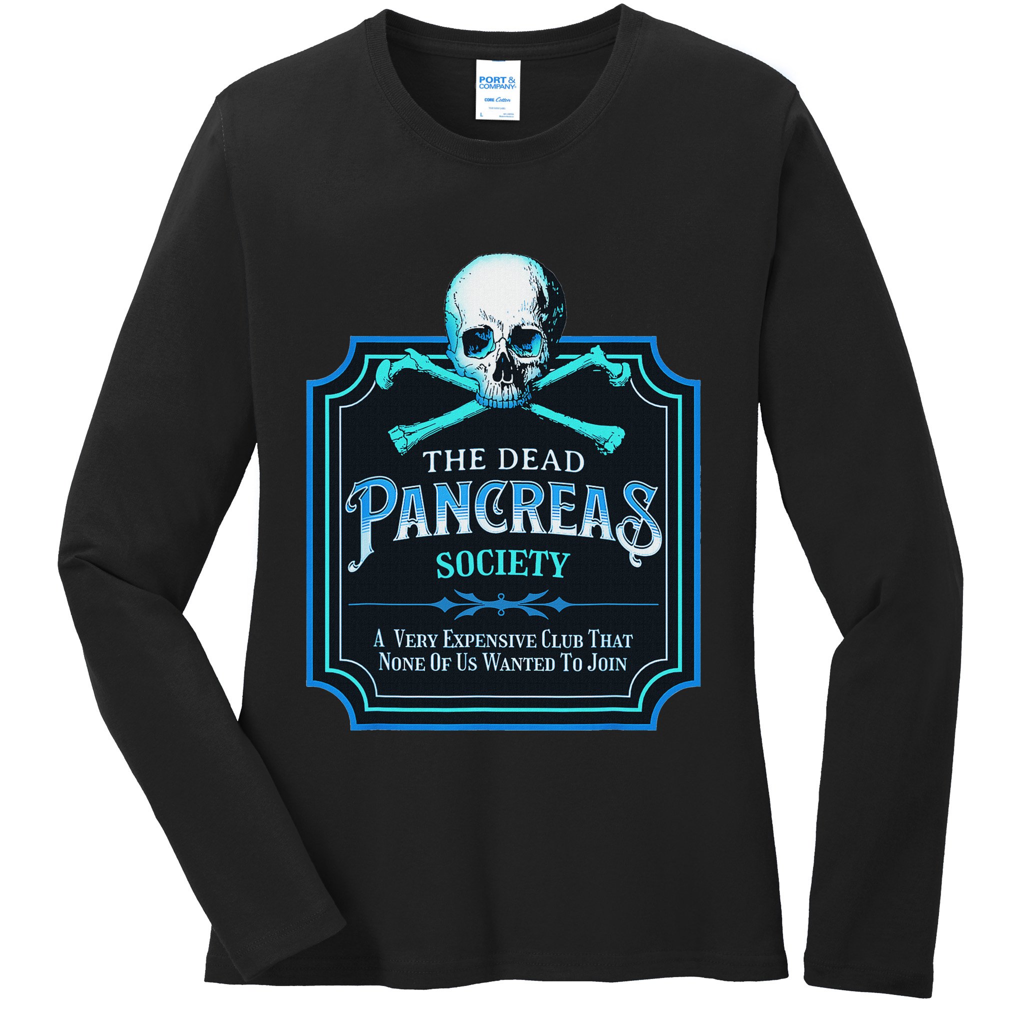 Dead Pancreas Society Diabetes Awareness Day Sugar Skull Ladies Long Sleeve Shirt