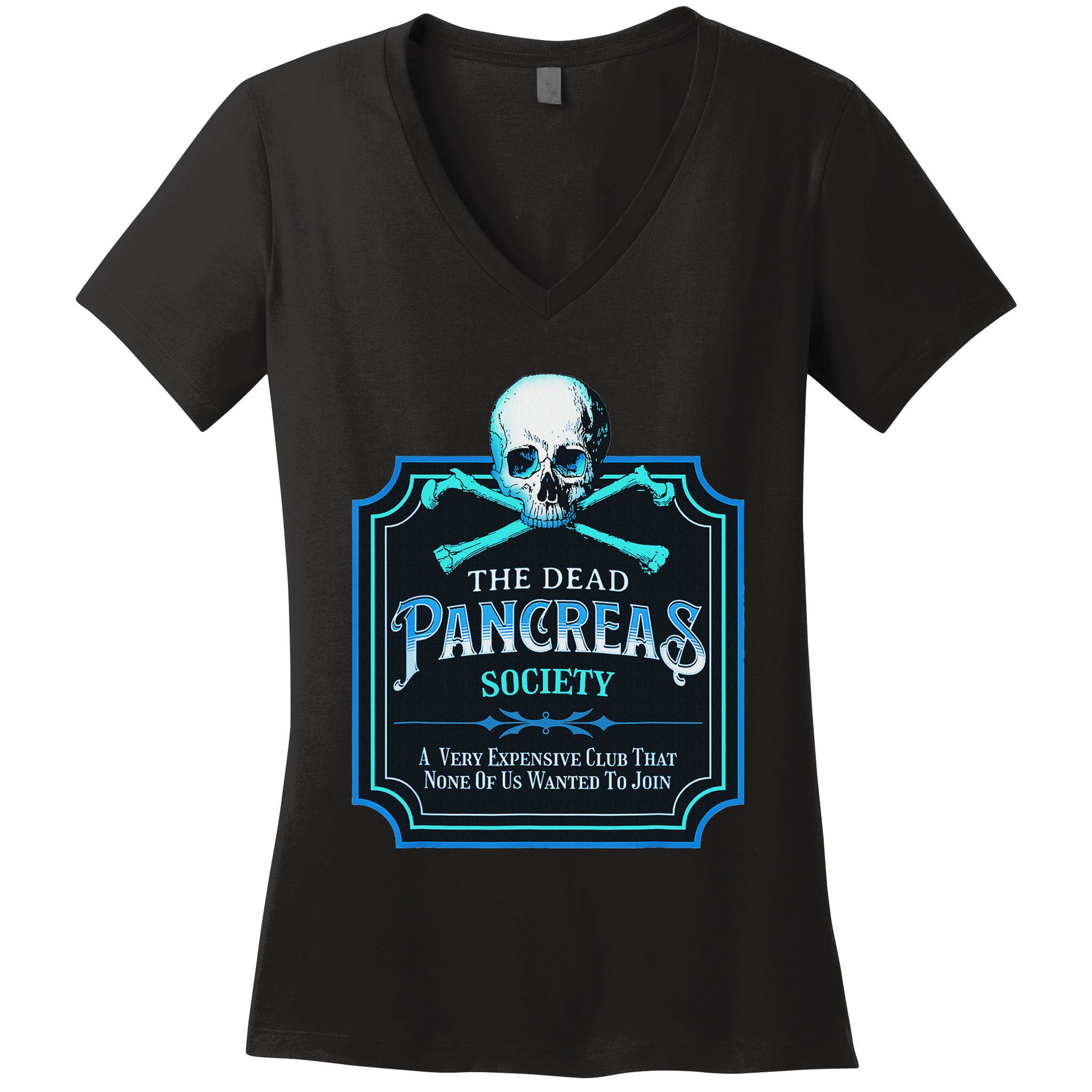 Dead Pancreas Society Diabetes Awareness Day Sugar Skull Women's V-Neck T-Shirt
