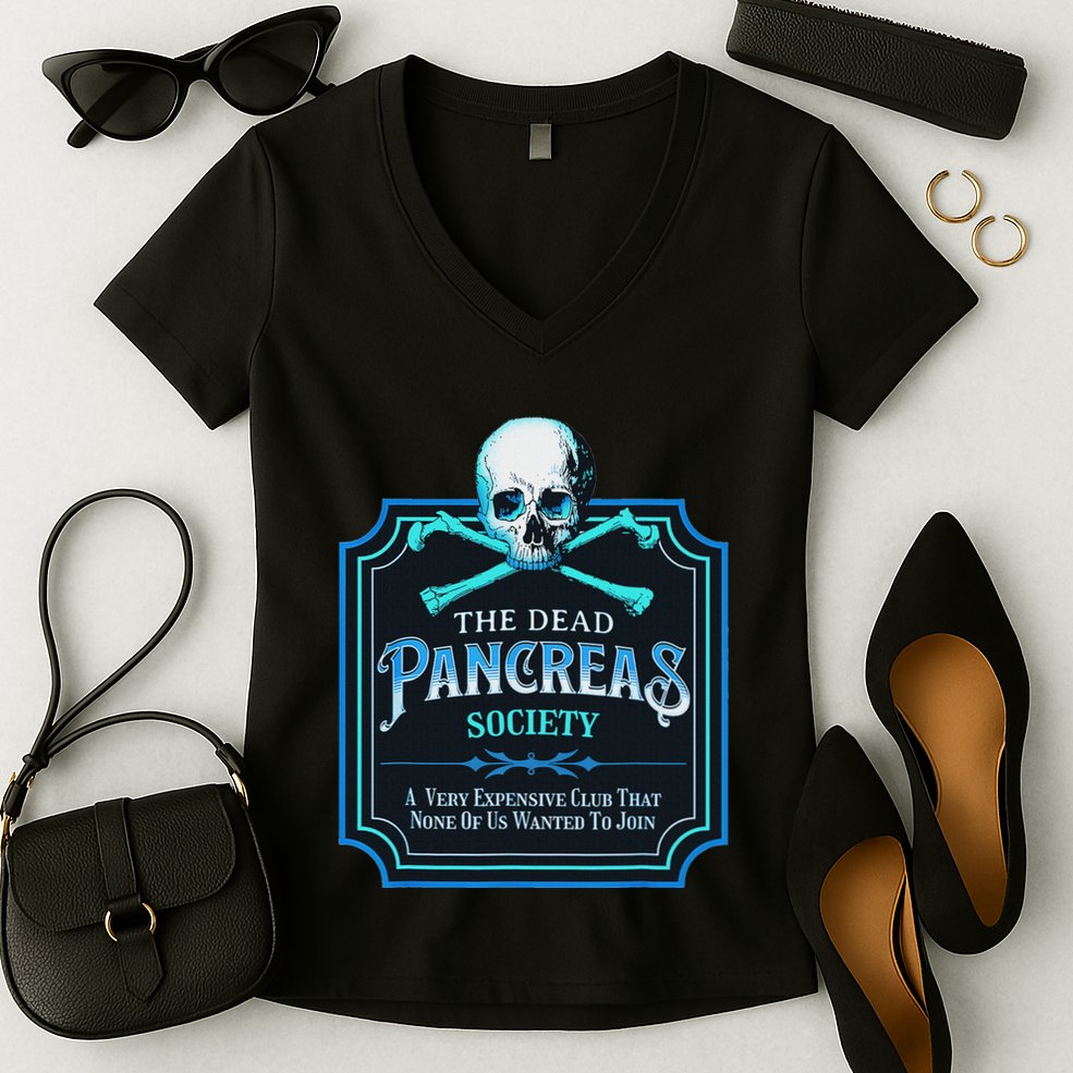 Dead Pancreas Society Diabetes Awareness Day Sugar Skull Women's V-Neck T-Shirt
