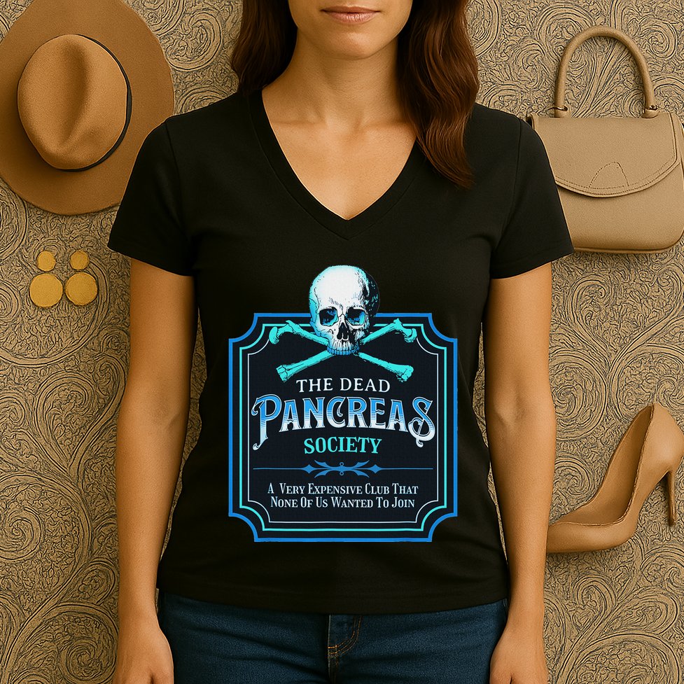 Dead Pancreas Society Diabetes Awareness Day Sugar Skull Women's V-Neck T-Shirt