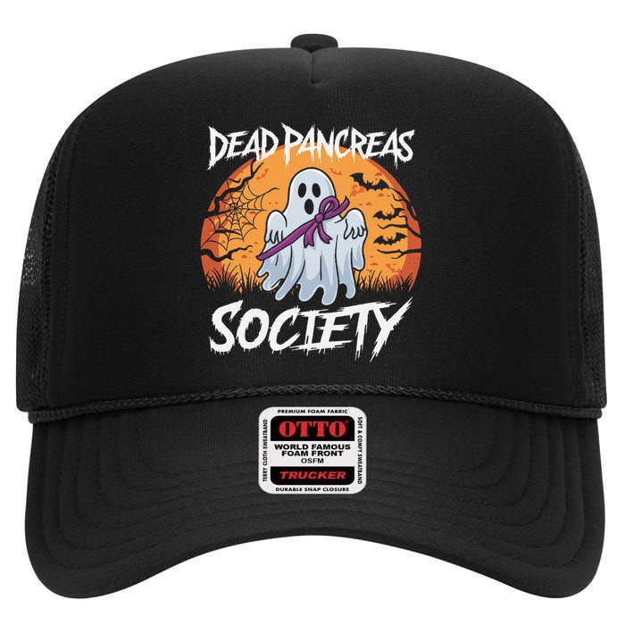 Dead Pancreas Society Diabetes Glucose Ghost Halloween High Crown Mesh Back Trucker Hat