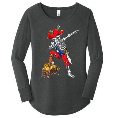 Dabbing Pirate Skeleton Dab Kids Halloween Costume Gift Women's Perfect Tri Tunic Long Sleeve Shirt