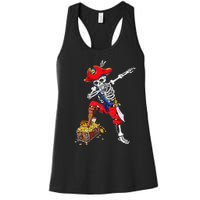 Dabbing Pirate Skeleton Dab Kids Halloween Costume Gift Women's Racerback Tank