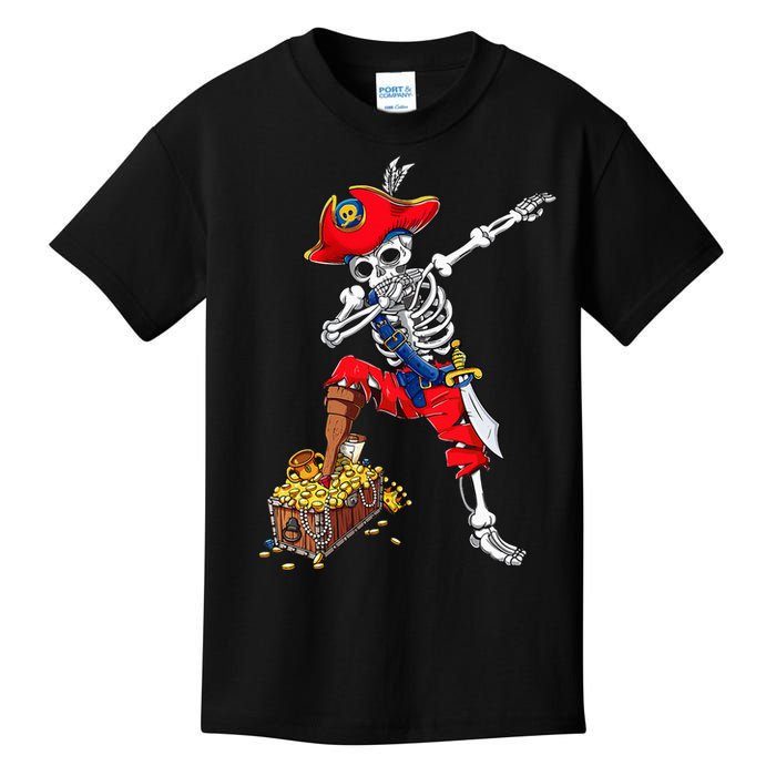 Dabbing Pirate Skeleton Dab Kids Halloween Costume Gift Kids T-Shirt