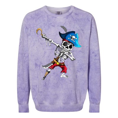 Dabbing Pirates Skeleton Eye Flap Pirate Ship Halloween Colorblast Crewneck Sweatshirt