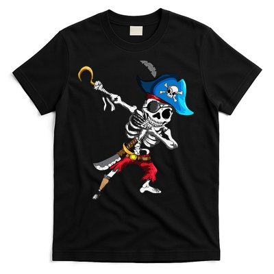 Dabbing Pirates Skeleton Eye Flap Pirate Ship Halloween T-Shirt