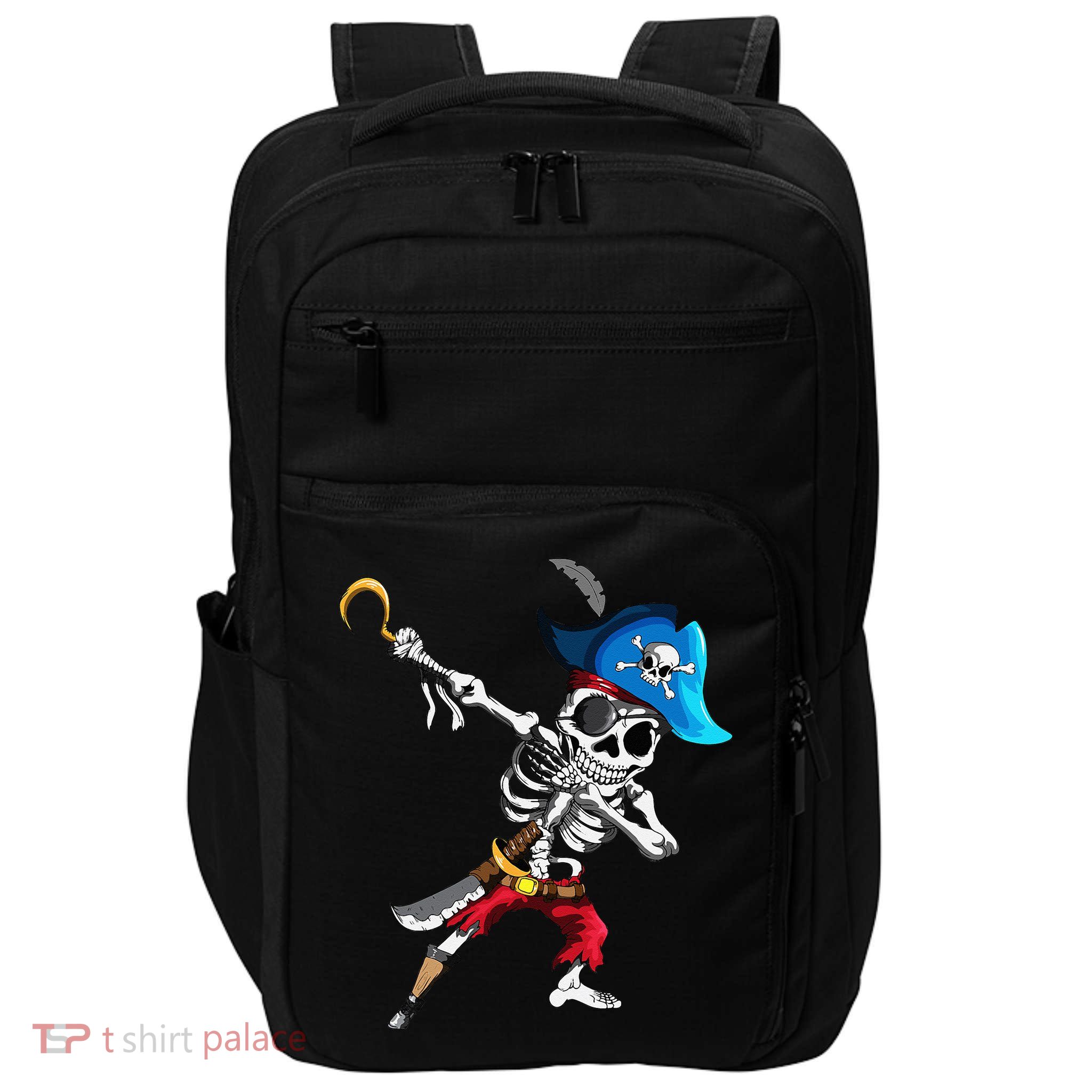 Dabbing Pirates Skeleton Eye Flap Pirate Ship Halloween Impact Tech Backpack