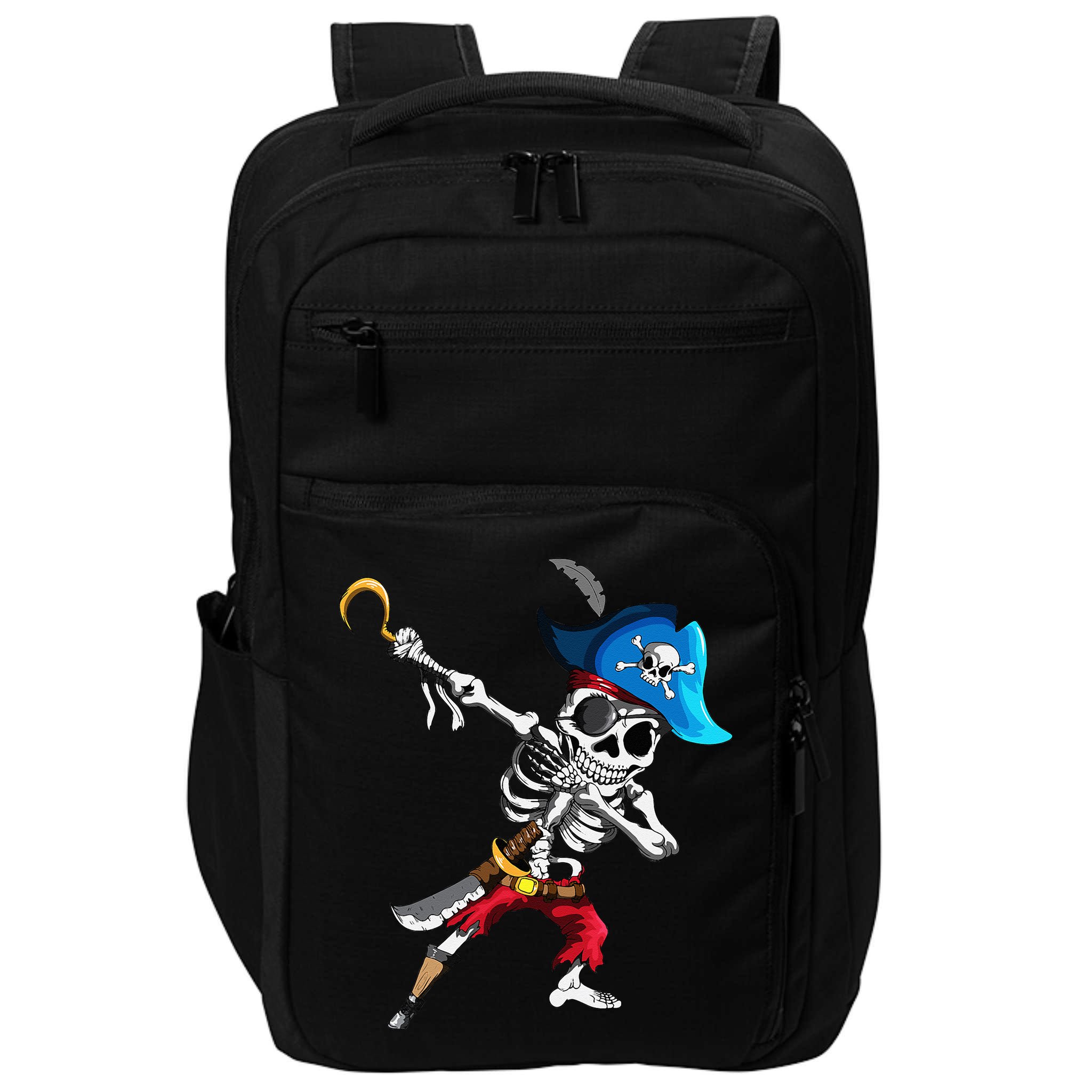 Dabbing Pirates Skeleton Eye Flap Pirate Ship Halloween Impact Tech Backpack