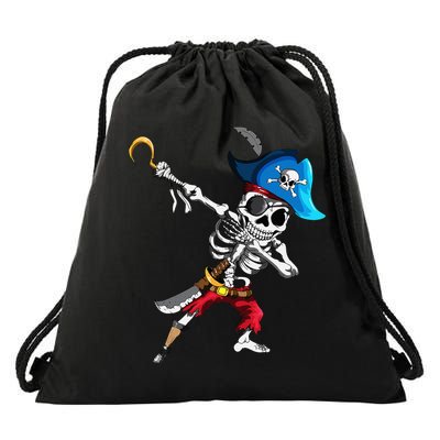 Dabbing Pirates Skeleton Eye Flap Pirate Ship Halloween Drawstring Bag