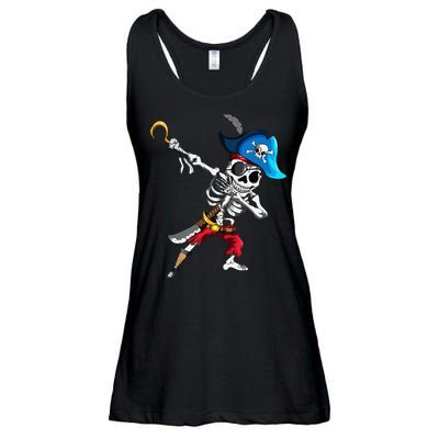 Dabbing Pirates Skeleton Eye Flap Pirate Ship Halloween Ladies Essential Flowy Tank