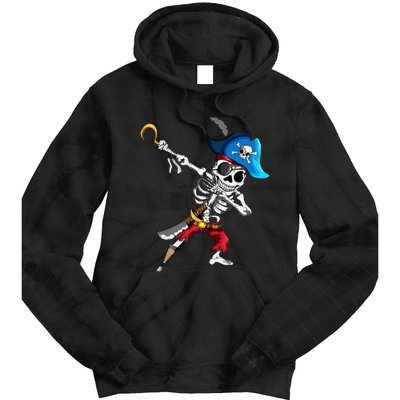 Dabbing Pirates Skeleton Eye Flap Pirate Ship Halloween Tie Dye Hoodie