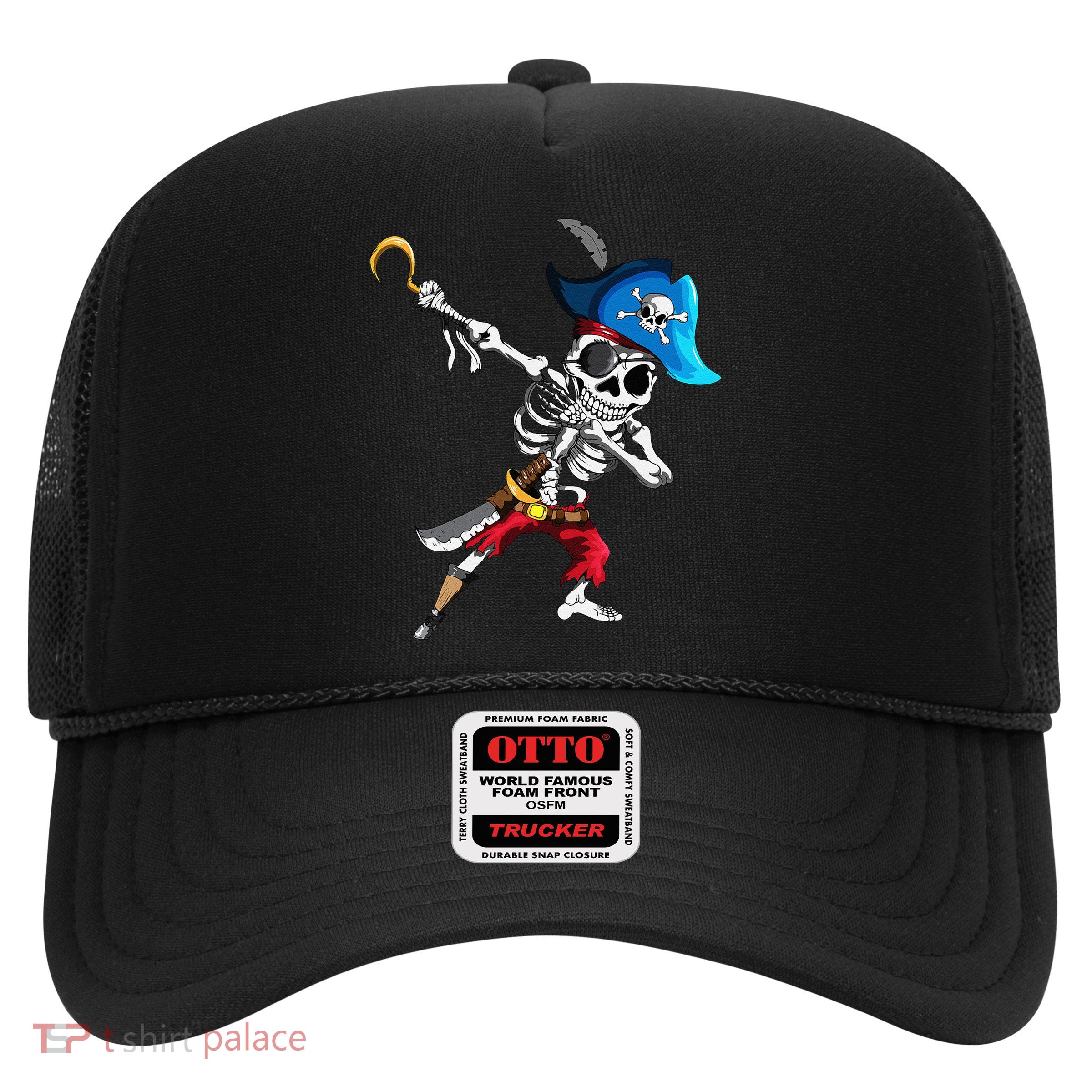 Dabbing Pirates Skeleton Eye Flap Pirate Ship Halloween Trucker Hat