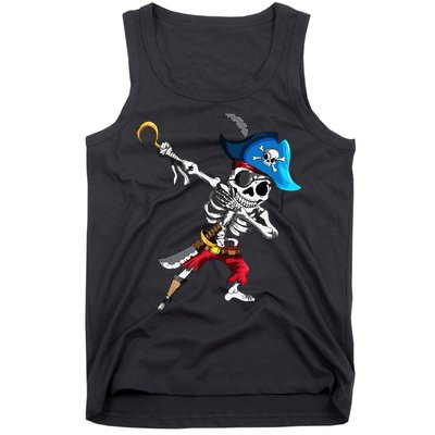 Dabbing Pirates Skeleton Eye Flap Pirate Ship Halloween Tank Top