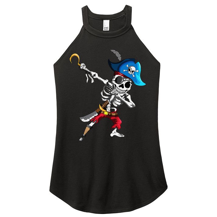 Dabbing Pirates Skeleton Eye Flap Pirate Ship Halloween Women's Perfect Tri Rocker Tank