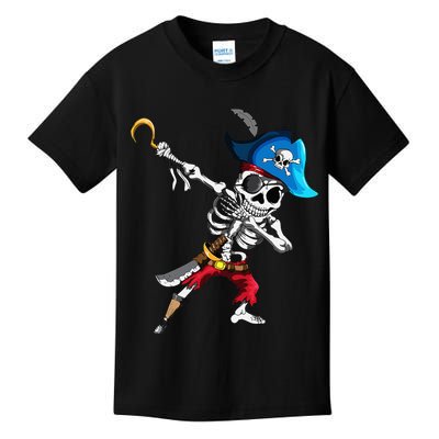 Dabbing Pirates Skeleton Eye Flap Pirate Ship Halloween Kids T-Shirt