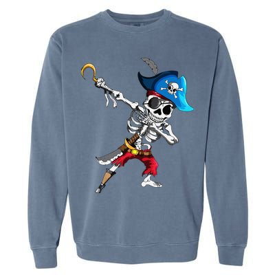 Dabbing Pirates Skeleton Eye Flap Pirate Ship Halloween Garment-Dyed Sweatshirt