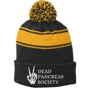 Dead Pancreas Society Stripe Pom Pom Beanie