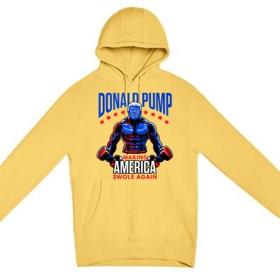 Donald Pump Swole America Trump Weight Lifting Gym Fitness Premium Pullover Hoodie