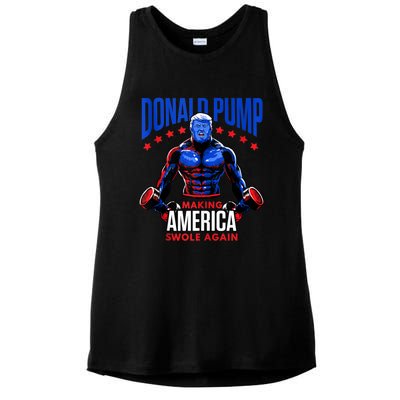 Donald Pump Swole America Trump Weight Lifting Gym Fitness Ladies PosiCharge Tri-Blend Wicking Tank